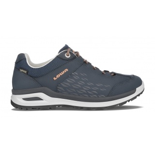 Lowa Hiking-Travel Shoes Locarno Low GTX (All-Terrain, Nubuck leather, waterproof) navy blue/mandarin Women